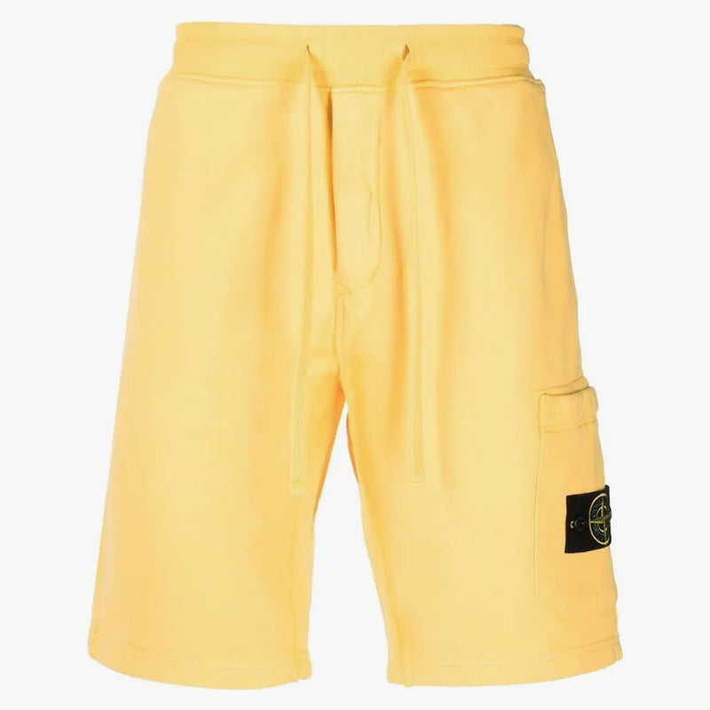 Stone Island 64651 Cotton Fleece Garment Barmed Shorts Yellow