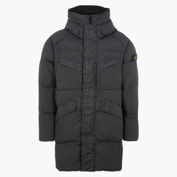 Stone Island 70123 Oděv obarvené crankle opakování NY Down-TC Coat Black