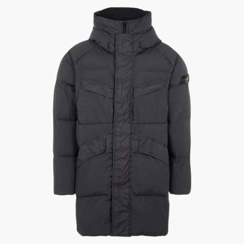 Stone Island 70123 Oděv obarvené crankle opakování NY Down-TC Coat Black