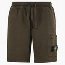 Stone Island Fleece Logo Shorts Green