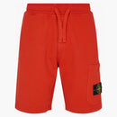 Stone Island Fleece Logo Shorts Orange Red