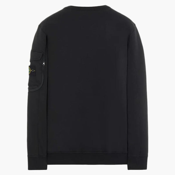 Stone ostrov oděv obarvená bavlněná fleecce Crewneck Black