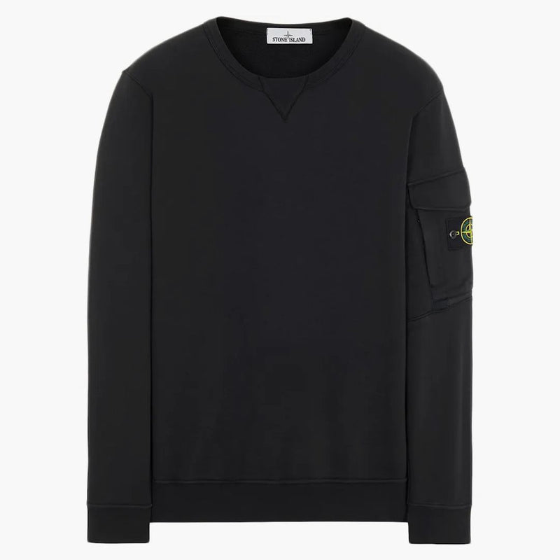 Stone ostrov oděv obarvená bavlněná fleecce Crewneck Black