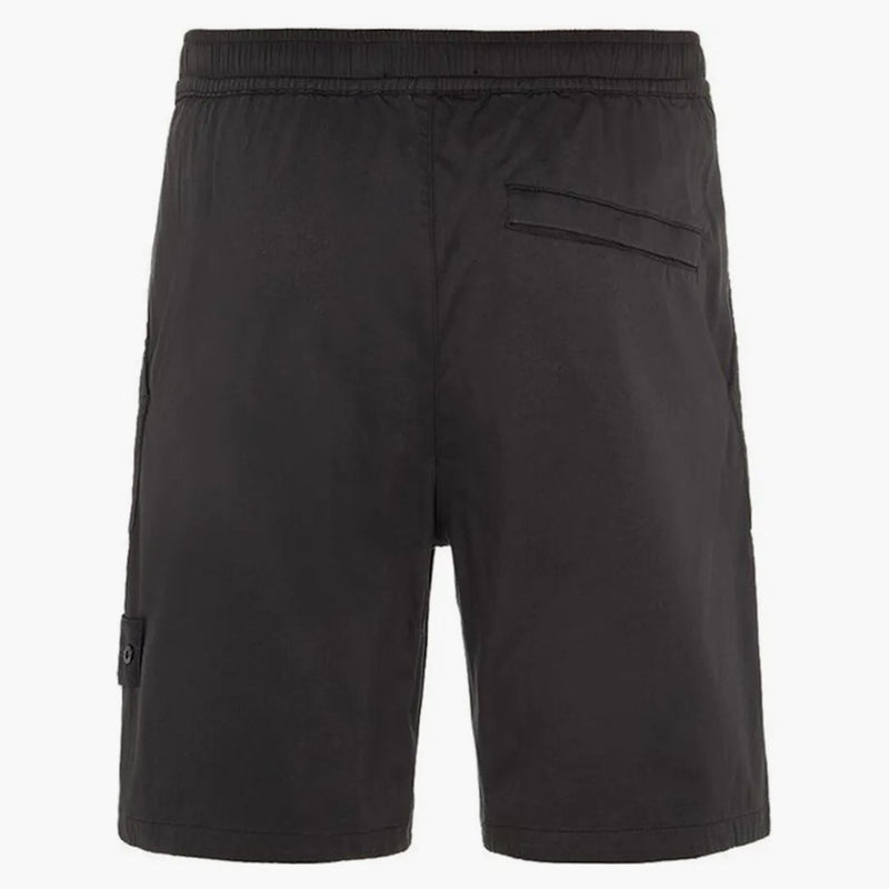 Stone Island L13F2 Stretch Cotton Lyocell Satin Ghost Ghost Abste Shorts tinto Nero