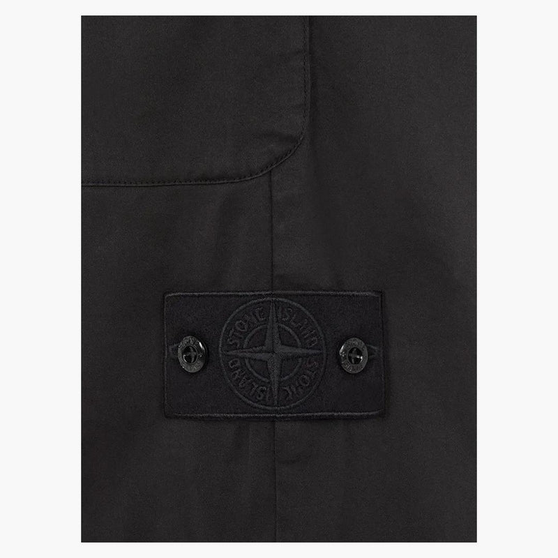 Stone Island L13F2 Stretch Cotton Lyocell Satin Ghost Ghost Abste Shorts tinto Nero