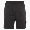 Stone Island L13f2 Stretch Cotton Lyocell Satin Ghost Piece Garment Dyed Shorts Black
