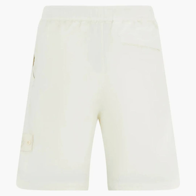Stone Island L13F2 Stretch Cotton Lyocell saténový duchový kus oděvy barvené šortky bílé