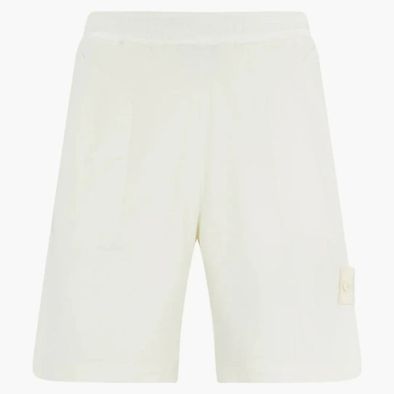 Stone Island L13F2 Stretch Cotton Lyocell saténový duchový kus oděvy barvené šortky bílé