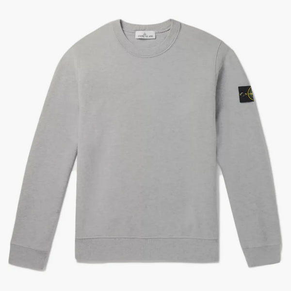 Logo Stone Island Appliquéd Mélange Cotton Jersey Mikina šedá