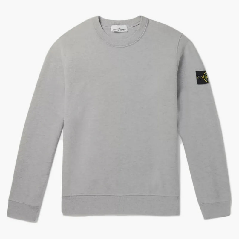 Logo Stone Island Appliquéd Mélange Cotton Jersey Mikina šedá