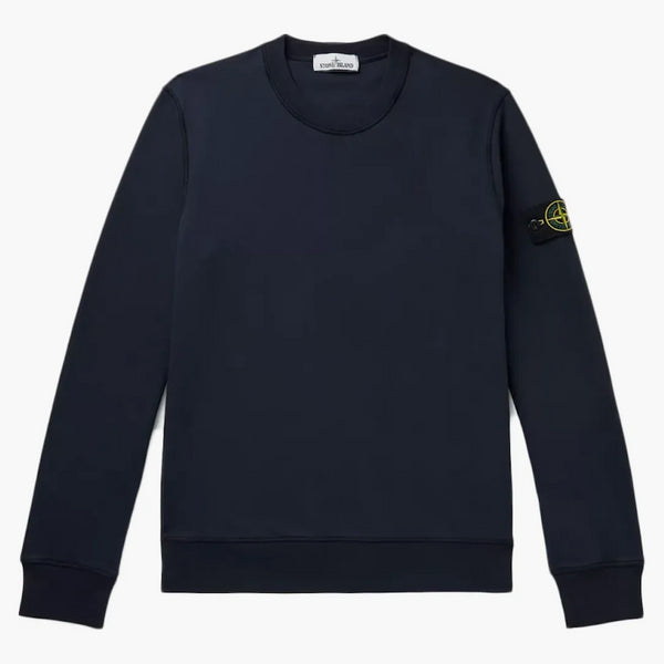 Logo Stone Island Appliquéd Mélange Cotton Jersey Mikina námořnictva