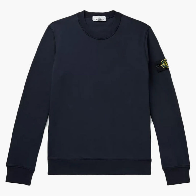 Logo Stone Island Appliquéd Mélange Cotton Jersey Mikina námořnictva