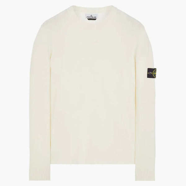 Logo Stone Island Applicated Wool Svetr Natural White