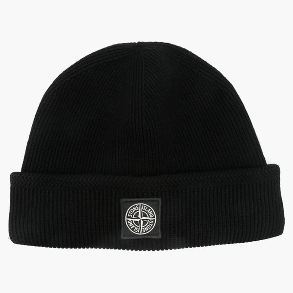 Stone Island Logo Beanie Black