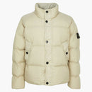 Stone Island Logo Patch High Neck Puffer Jacket Beige