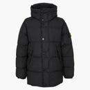 Stone Island Logo Zip Down Jacket Black