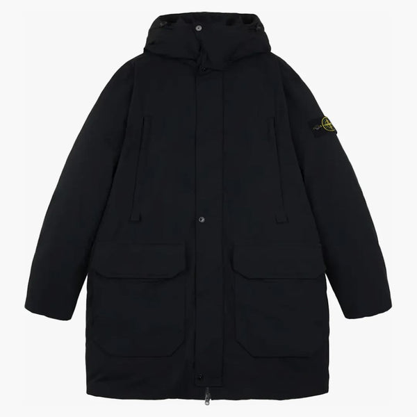 Stone Island Polyester Micro People Long Down Parka bunda černá