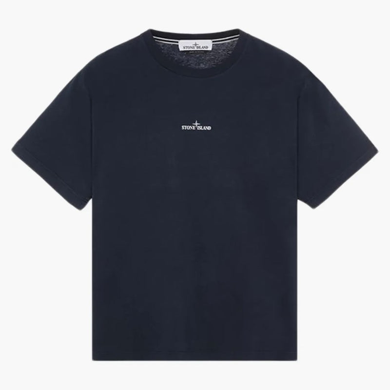 Stone Island krátký rukáv „poškrábaný malování na jedno“ tričko tmavě modré