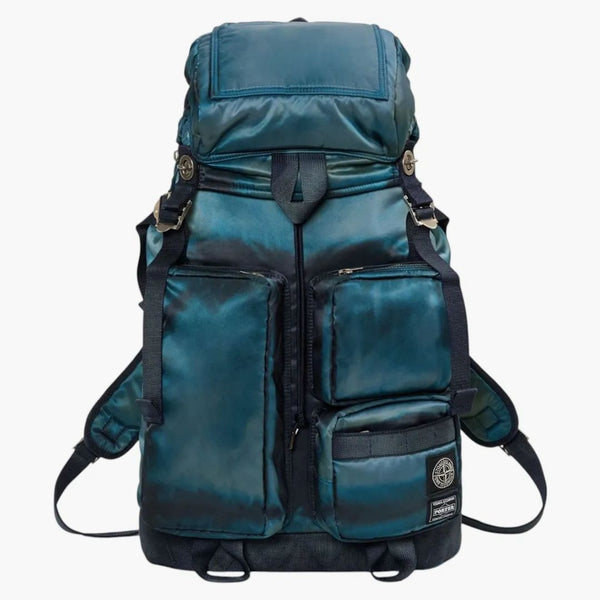 Stone Island X Porter Hand Corrosion On Nylon Twill Backpack Blue