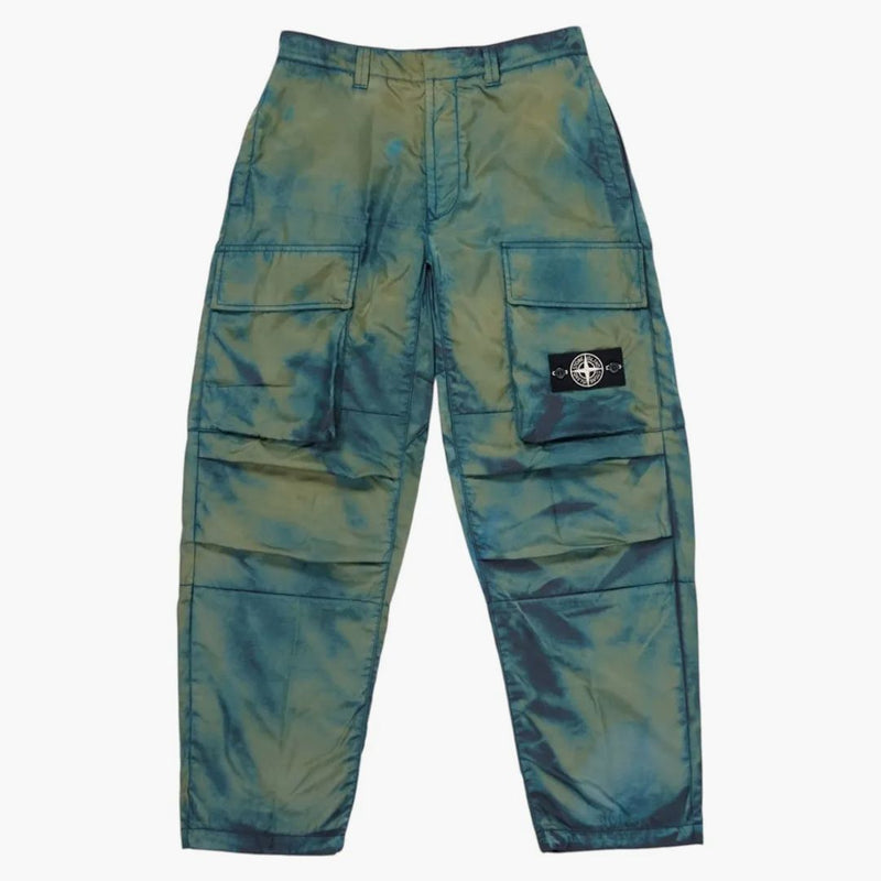 Stone Island X Porter Hand Corrosion On Nylon Twill Loose Fit Cargo Trousers Blue