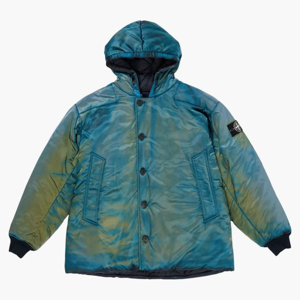 Stone Island X Porter Hand Corrosion On Nylon Twill Parka Blue