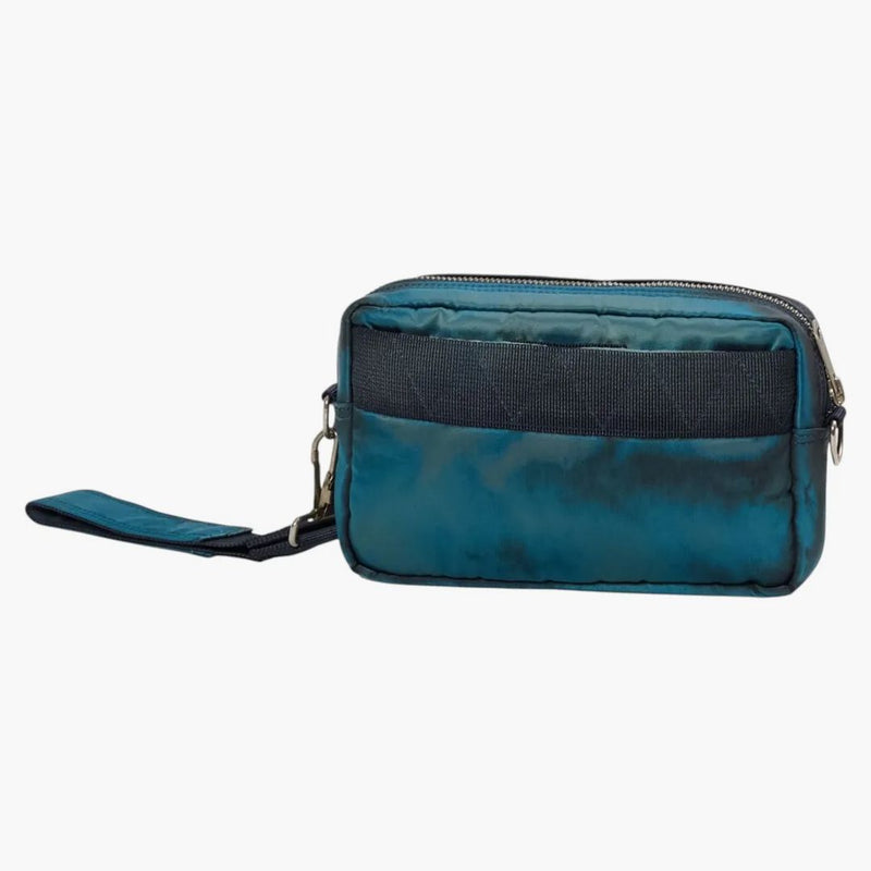 Stone Island X Porter Hand Corrosion On Nylon Twill Pouch Blue