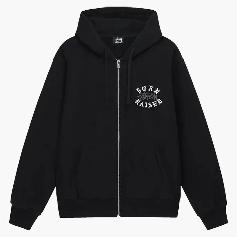 Stussy Born X Rainlized Logo Zip Hoodie Black