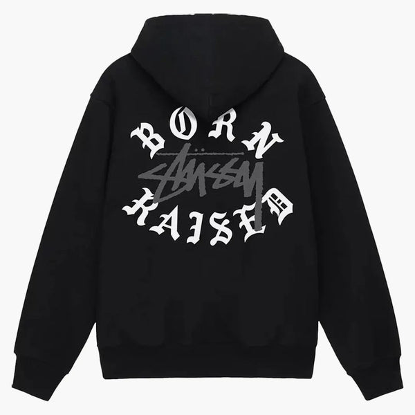 Stussy Born X Raized Logo Zip Hoodie Black
