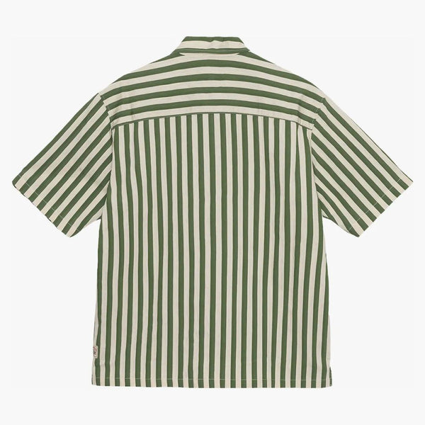 Camicia di orlo a strisce piatte di Stussy Boxy Green