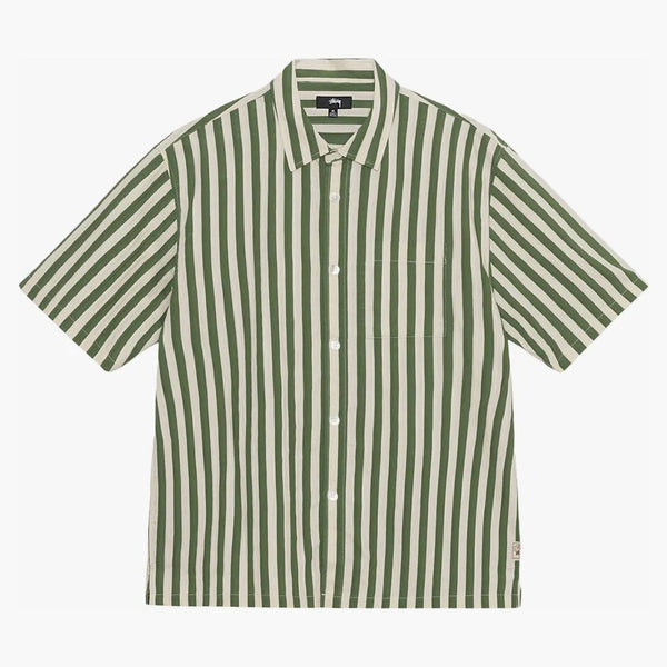 Stussy Boxy Flat Striped Hem Shirt Green
