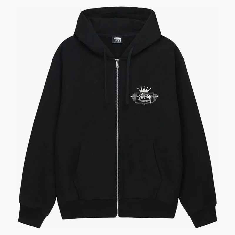 Stussy byggd för att sista zip hoodie svart