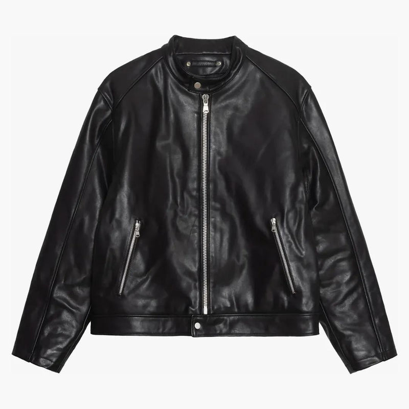Stussy Cafe racer läderjacka svart