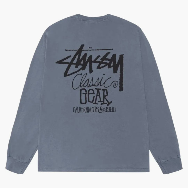 Stussy Classic Gear L/s Pigment Dyed Tee Navy