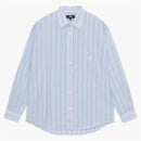 Stussy Classic Striped Cotton Linen Shirt Light Blue