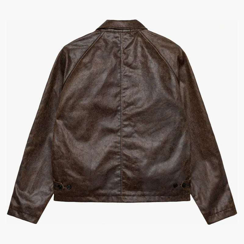 Stussy potažená bavlněná klubová bunda tmavě hnědá