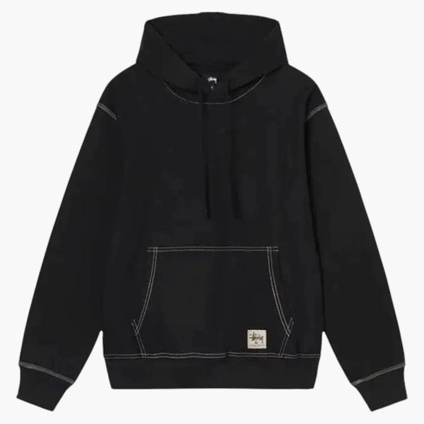 Stussy Contrast Stitch Label Hoodie Black