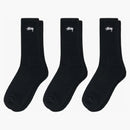Stussy Crew Socks (3 Pack) Black