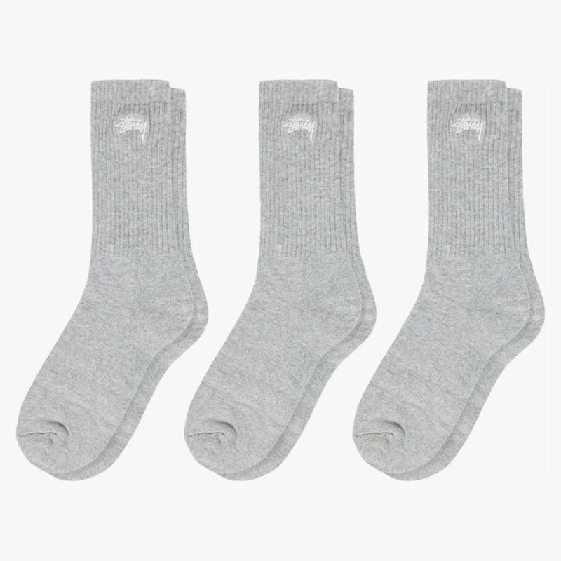 Stussy Crew ponožky (3 balení) šedá vřes