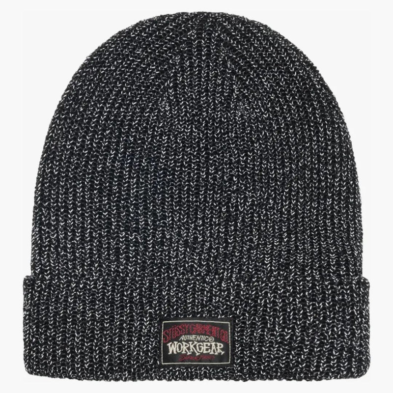 Stussy manschett garn reflekterande mössa svart