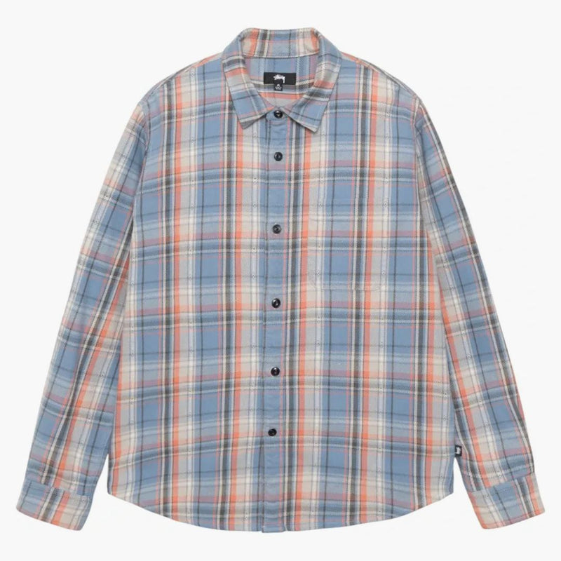 Stussy Dan umyla bavlněnou kostkovou košili modrou