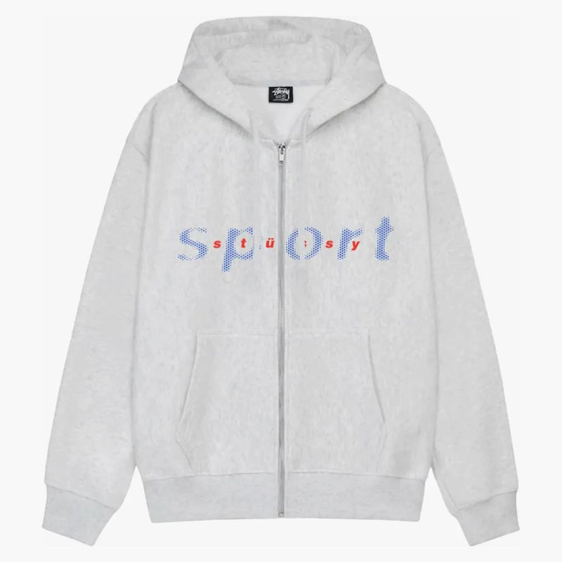 Stussy Dot Sport Zip Hoodie Ash Heather