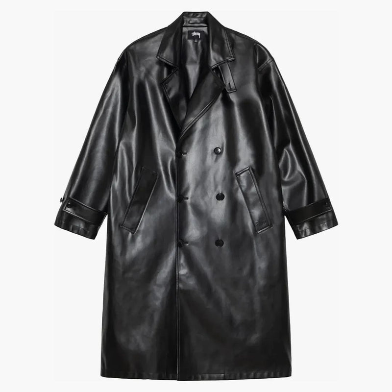 Stussy dubbelbröst trenchrock svart