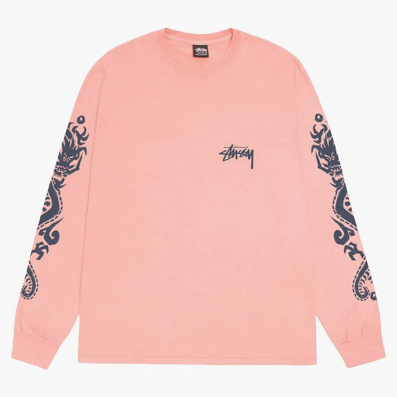 Stussy Dragons pigment färgade l/s te korall