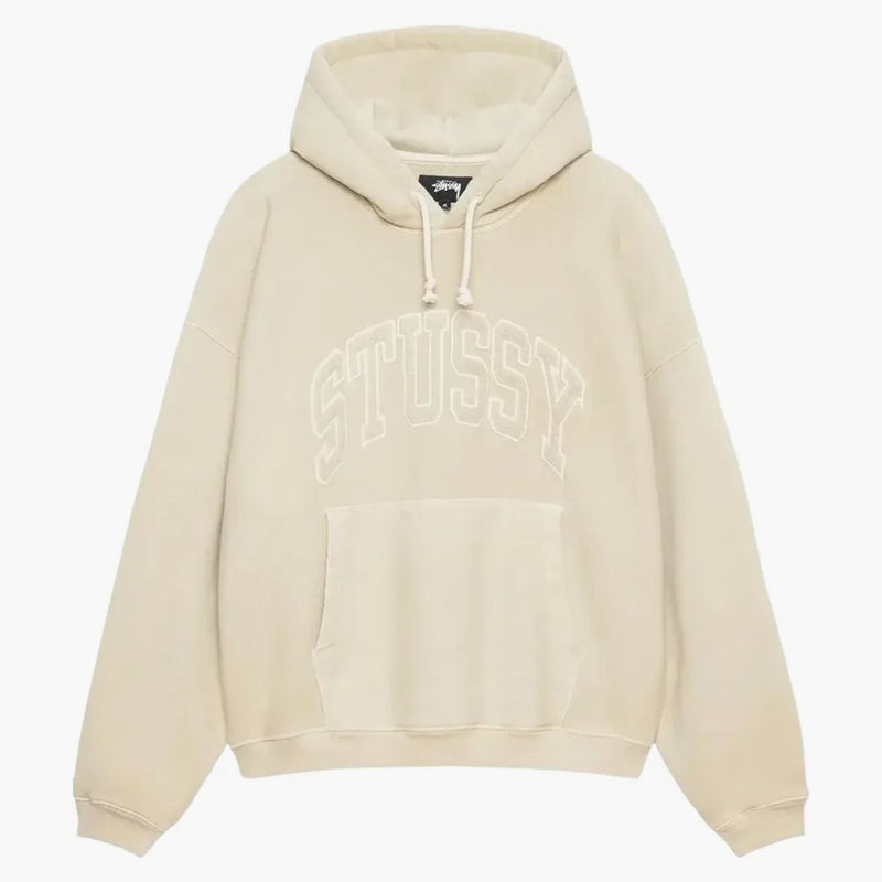Stussy broderad avslappnad luvtröja sand