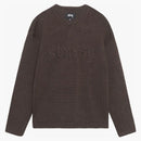 Stussy Embroidered V-neck Logo Sweater Brown