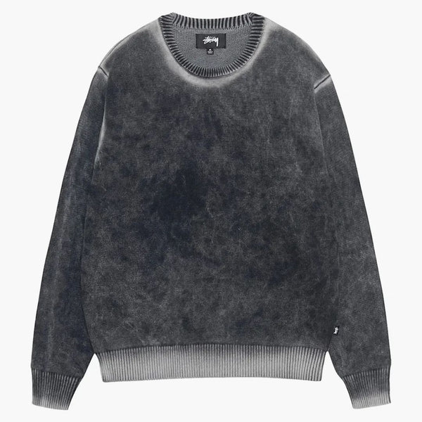 Stussy vybledlá bavlněná pletená posádka černá