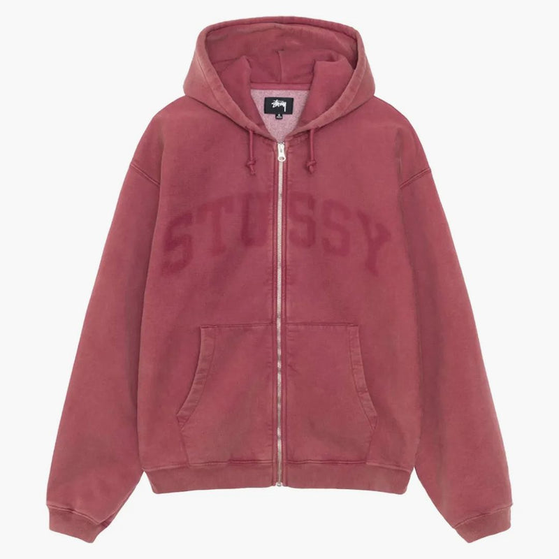 Stussy Faded Graphic Zip Hoodie Bourgogne