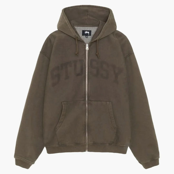 Stussy Faded Graphic Zip Hoodie Olive
