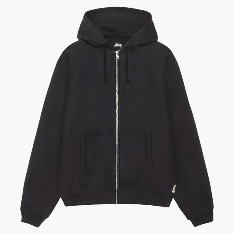 Stussy Fleece Raglan Zip Hoodie Washed Black