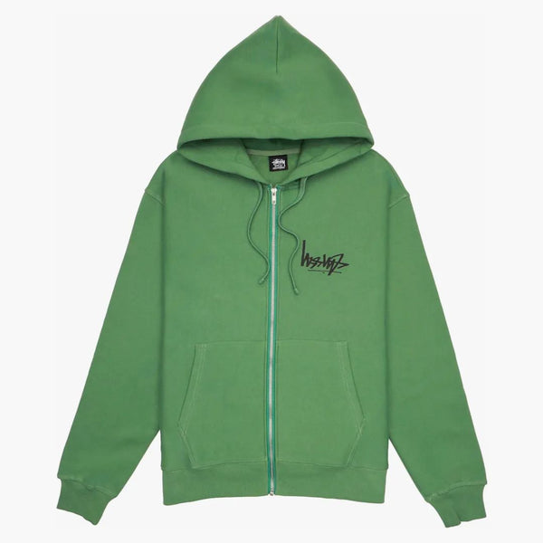 Stussy vippade zip hoodie grön